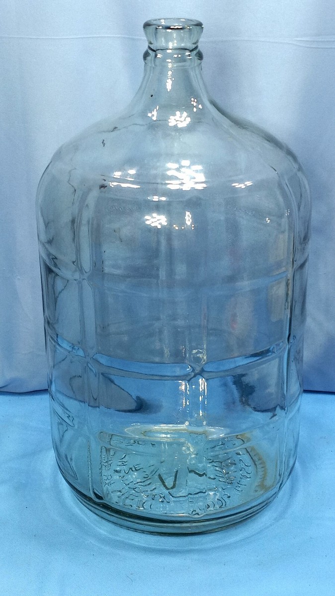 Vintage Clear Glass Jug Water Bottle Mexico Embossed