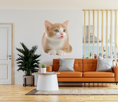 3D Weiß Katze C793 Tier Wallpaper Wandbild Poster Wandaufkleber Abziehbild Zoe