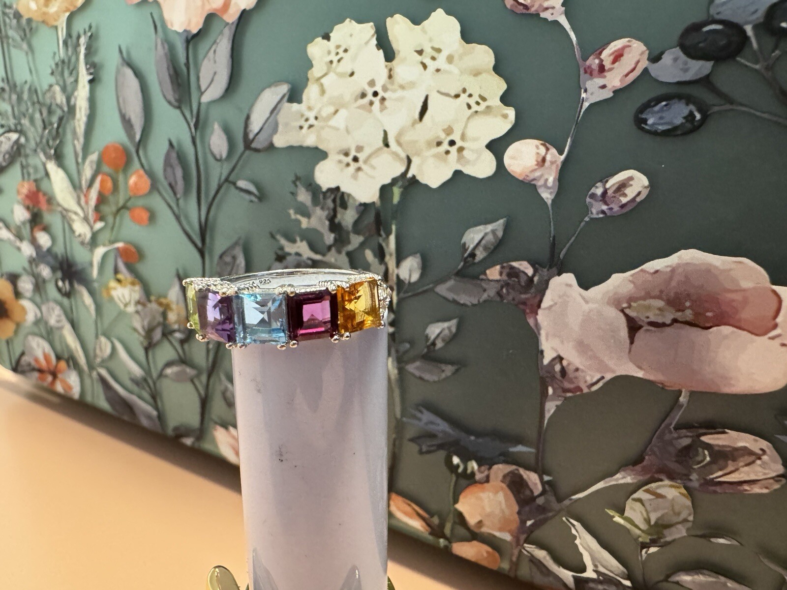 Sterling Silver 925 Ring Multi Gemstone Size 7 - image 5