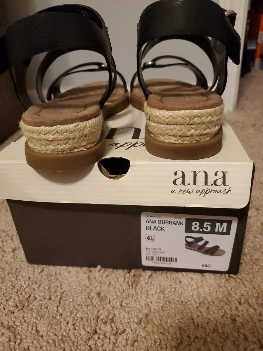 Ana Black Leather Sandal 8.5 M | eBay