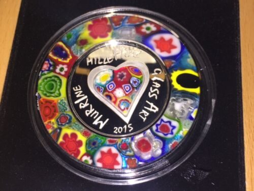 2015 Cook Islands Murrine Millefiori Glaskunst venezianische $ 5 Silbermünze BOX & COA - Bild 2 von 3