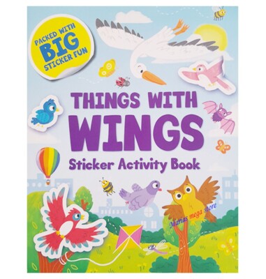 CHILDRENS KIDS THINGS WITH WINGS STICKER ACTIVITY BOOK - FOR BOYS GIRL -LEARNING