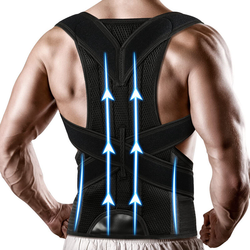 Magnetic Back Posture Corrector Shoulder Support Brace Belt Therapy Men ...