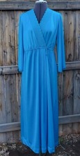 Vintage JCPenney Collectibles Robe House Coat Blue Lace Trim Nylon USA