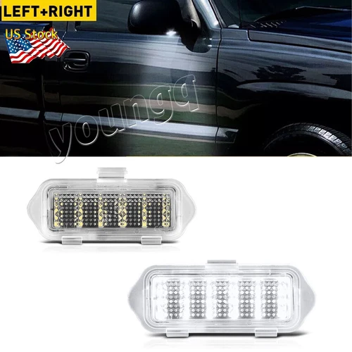 LED Side Mirror Puddle Lights For 03-06 Escalade Silverado Suburban Tahoe Sierra