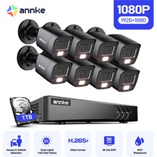 ANNKE 5MP Lite 8CH DVR 1080P CCTV Security Camera System 1TB Outdoor Color Night