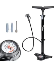 Bike Pump with Gauge, Portable Bicycle Floor Pump with T-Handle Grip, New
