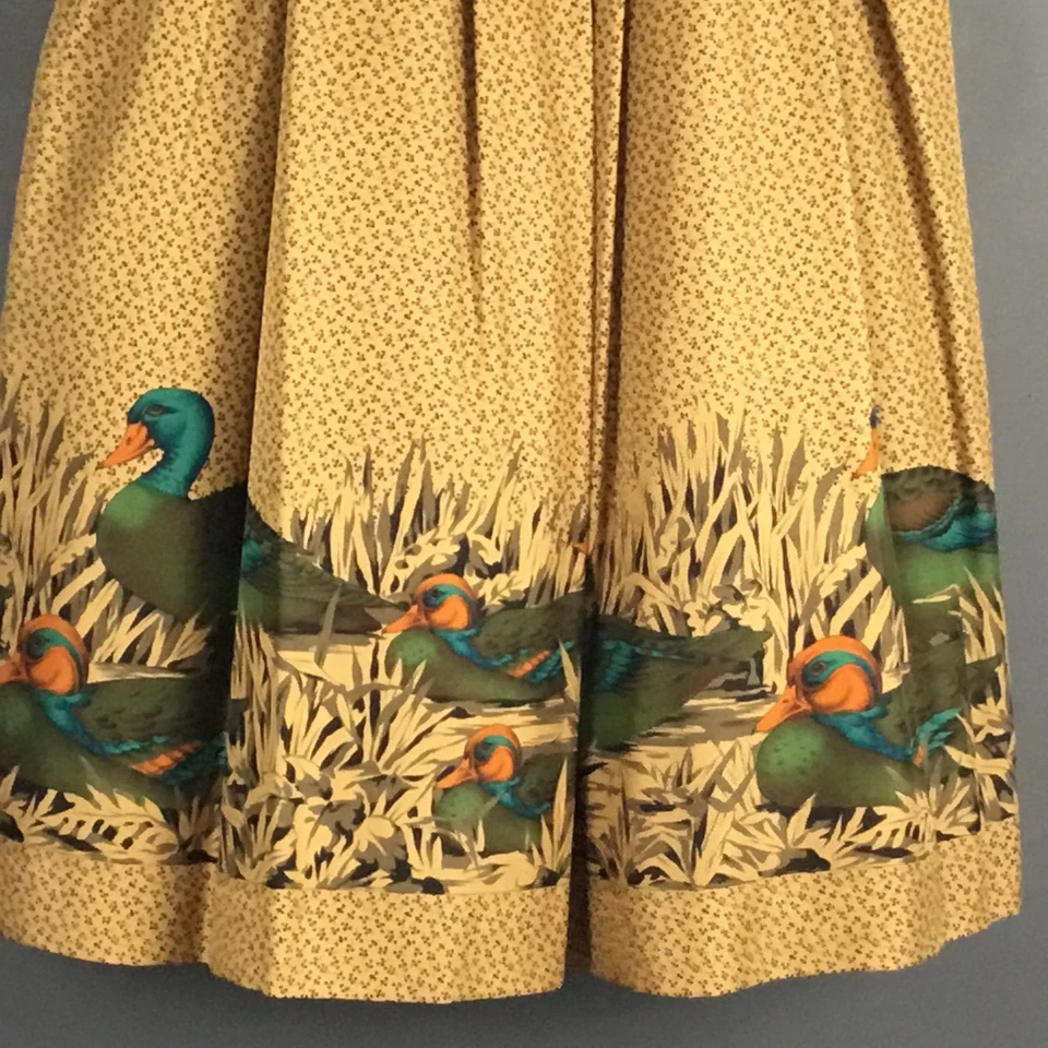 Винтажная женская юбка Lands' End 12 шелковая плиссированная миди с принтом в виде утки сделано в США 90-е - Изображение 4 из 4