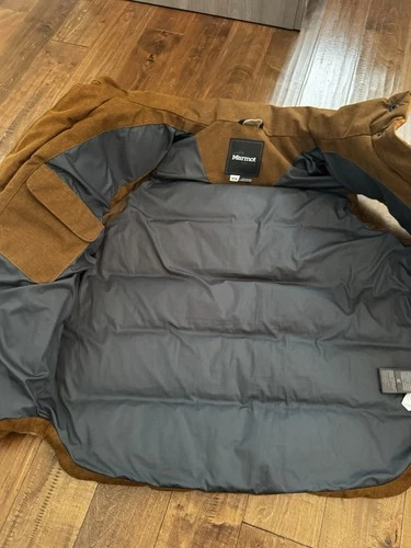 Marmot 700 Fill Down Puffer Vest Men’s M Brown Orange Colorblock image 5
