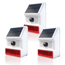 3 Pack Solar Sound and Light Alarm Motion Sensor 100dB Outdoor Security Siren...