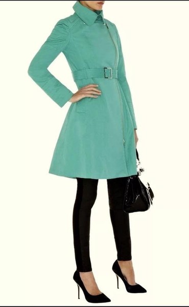 Women Karen Millen Trench Coat Turquoise 38 / M /