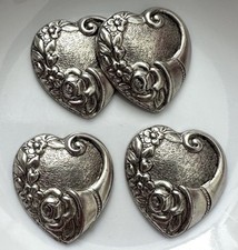 12 Vintage Silver Heart Stampings / Findings ...