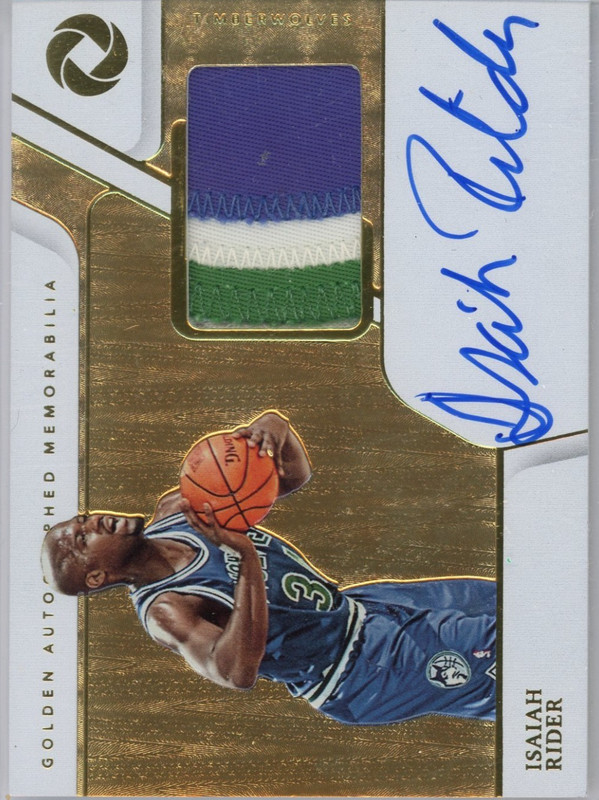 ISAIAH RIDER 2019 PANINI OPULENCE PATCH AUTO /10 GAME USED