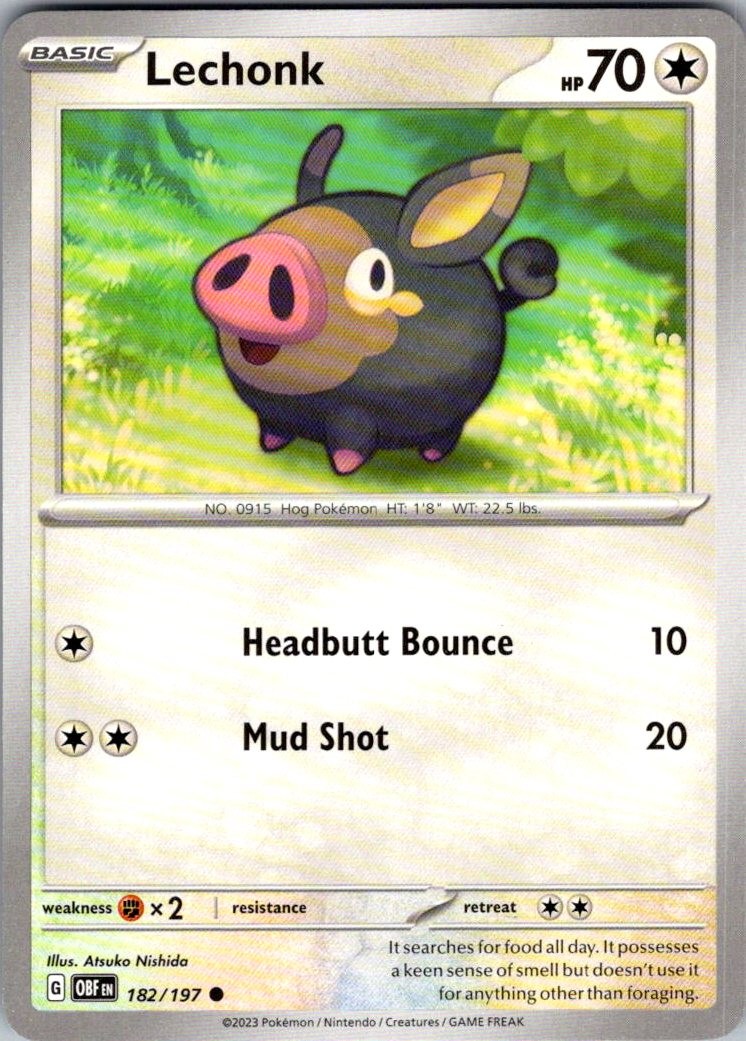Lechonk Obsidian Flames 182/197 Common Pokemon Near Mint