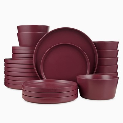 Stone Lain Celina Modern Stoneware 24-Piece Dinnerware Set, Dinner & Salad Plate