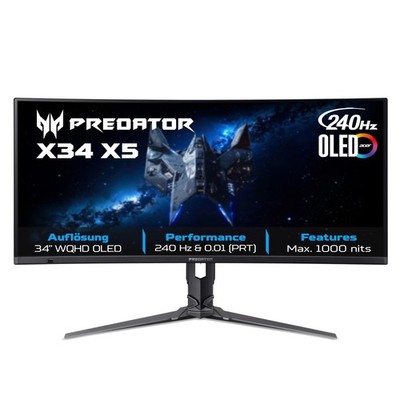 ACER Predator X34 X5 Schwarz 34 Zoll UWQH, QD-OLED 240Hz 0,01 ms Gaming-Monitor