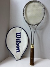 Vtg Wilson T2000 Metal Tennis Racket W/ Leather Handle Cover