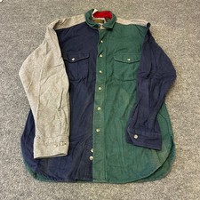 Vintage Button Down Shirt Mens Size Medium Colorblock Cotton USA Made Flannel