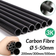 3K Carbon Fiber Tube Gloss Twill 200/300/500 mm OD 5‑50 mm Roll Wrapped
