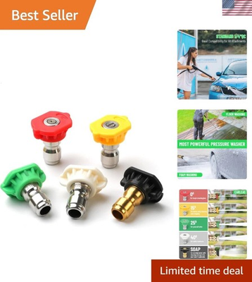 #ad Pro Grade 5 Pack Pressure Washer Nozzles Set 4500 PSI Quick Connect Tips $10.99