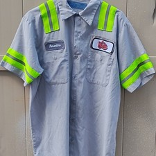 Cintas Comfort Flex Gray Reflective Security Work Shirt L-SS Cotton Blend