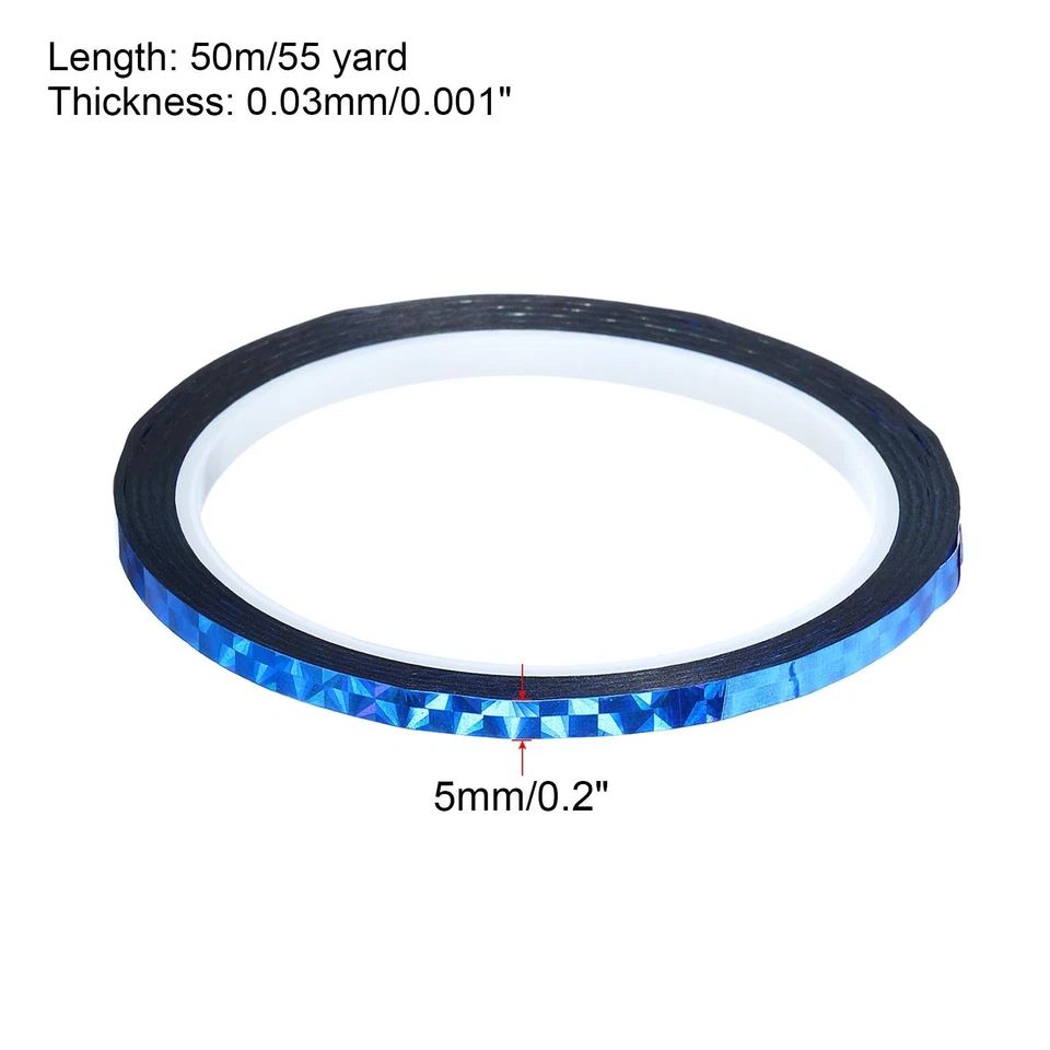 Fita prisma 5mmx50m, adesivo holográfico reflexivo decoração envoltório para artesanato, azul - Imagem 2 de 4