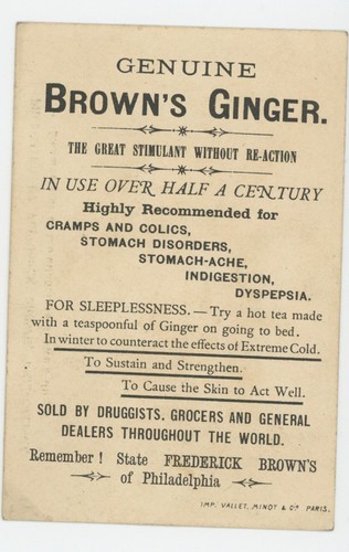Mr Fancy Cancel Frederick Brown Ginger Philadelphia Vintage Ad Card #1747 - 第 2/2 張圖片