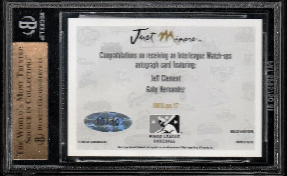 Jeff Clement Gaby Hernandez 2005 Beckett Uncirculated Dual Signatures Gold 10/10 - Image 2 of 2