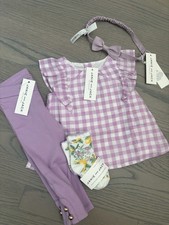 NWT Janie and Jack girl EASTER SPRING 5-piece lavendar gingham socks SET 6 9 12
