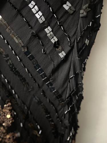 90’s Y2K Silk Beaded Black Floral Maxi Dress - Picture 5 of 8