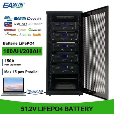 Easun 5.12kWh 51.2V 100Ah LiFePO4 Lithium Batterie Akku Solar Stromspeicher BMS