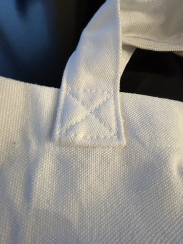 DKNY Reusable Fabric Tote White Feels Like Denim Black Initials - Picture 9 of 9