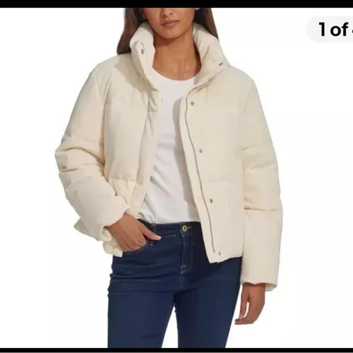 OFF WHITE Levi's Giubbotto donna imbottito con cordoncino nuovo con etichetta taglia XL panna bianco sporco