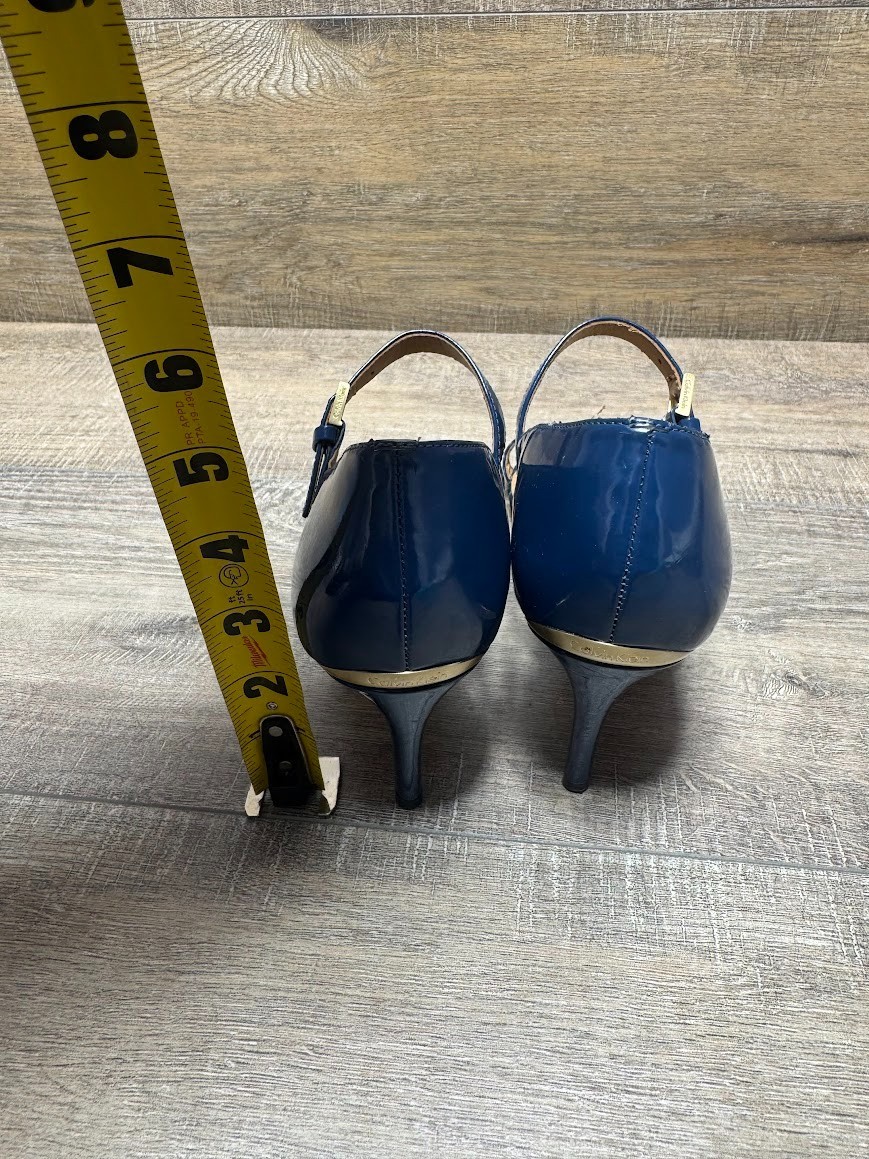 Calvin Klein Luigina Blue Patent Snake Embossed Leather Heels Women's Size 7 thumbnail 3