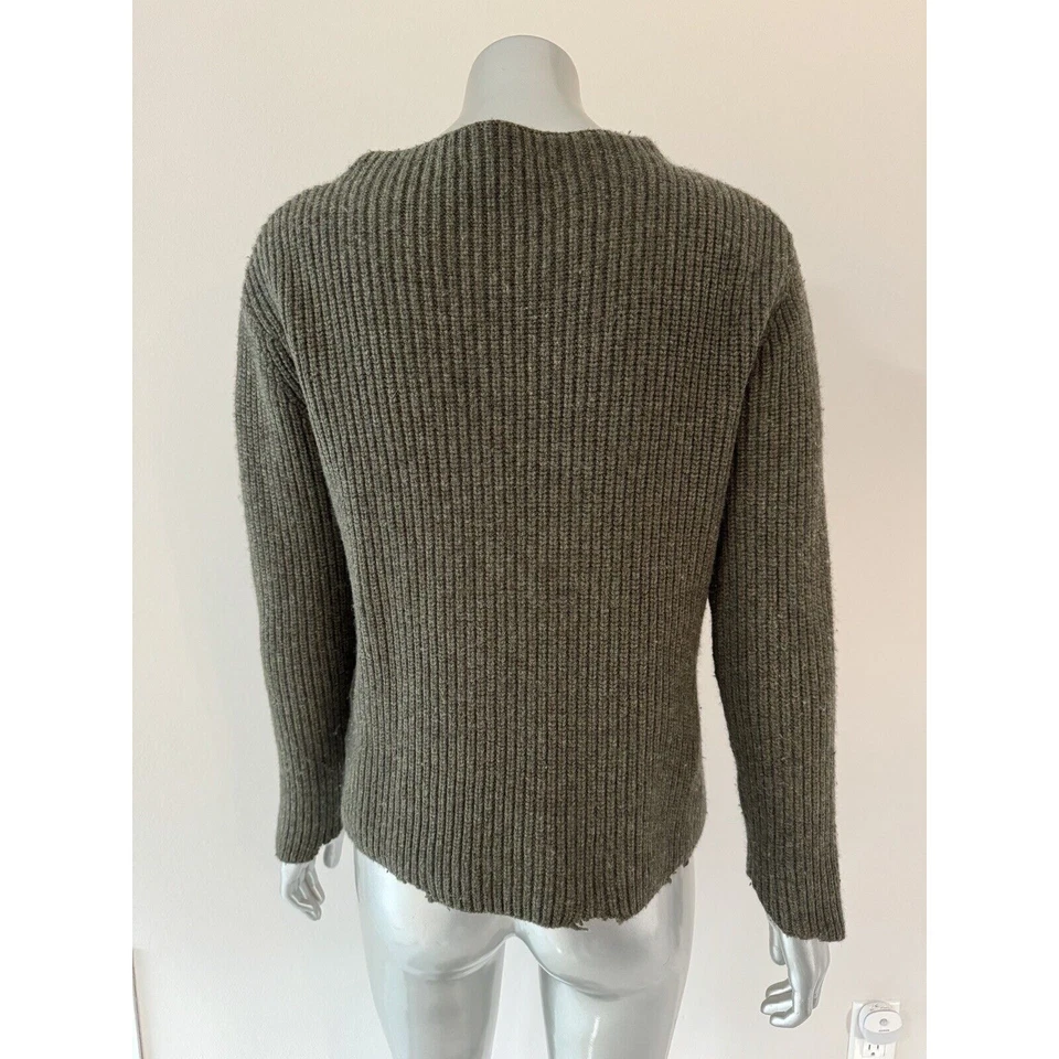Generation Love Women's Sweater Cashmere Wool Blend Olive Green XS RAW HEM - Image 3 of 4