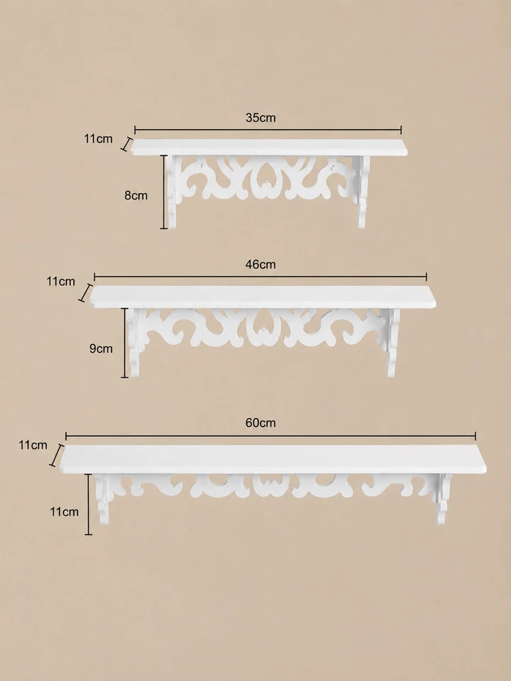 Wandregale Set 3 Stk, Moderne Wanddeko Skandinavischer Stil Filigran weiß MDF - Bild 2 von 4