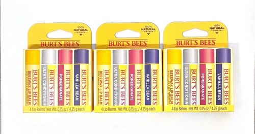Burt’s Bees 100% Natural Moisturizing Lip Balm Pack 3 Packs And (12 total units)