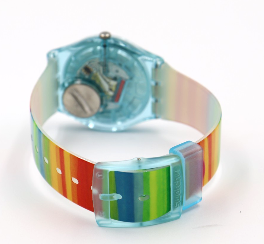 New Swatch Originals Color The Sky Rainbow Plastic Watch 35mm GS124 $80