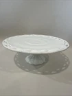 Vtg Pitman Dreitzer White Milk Glass Pedestal Cake Stand Colony Lace 1960s Box