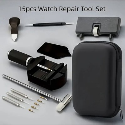 Uhren Reparatur Set 15-teilig   Watch Repair Tool Kit mit Etui   Neu