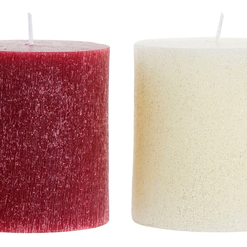 Candela Cera Cilindrica 9x9x10 cm Rossa o Bianca Decorativa Natale Casa Tavola