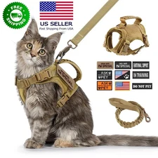 Tactical Cat Harness Leash with 9 Patches Small Dog Puppy Vest Strap with Handle