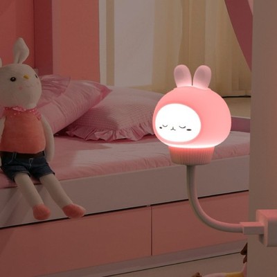 USB Nachtlicht LED niedliches Kaninchen Nachttischlampe für Schlafzimmer, Schreibtisch, Reise, 5V