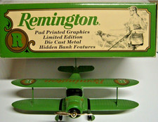 VTG Remington Firearms Beechcraft D17 Staggerwing Die Cast Bank by Spec Cast 90s