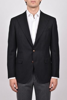 BRUNELLO CUCINELLI MEN'S 3 BUTTON WOOL BLEND JET BLACK BLAZER NWT MSRP $3695