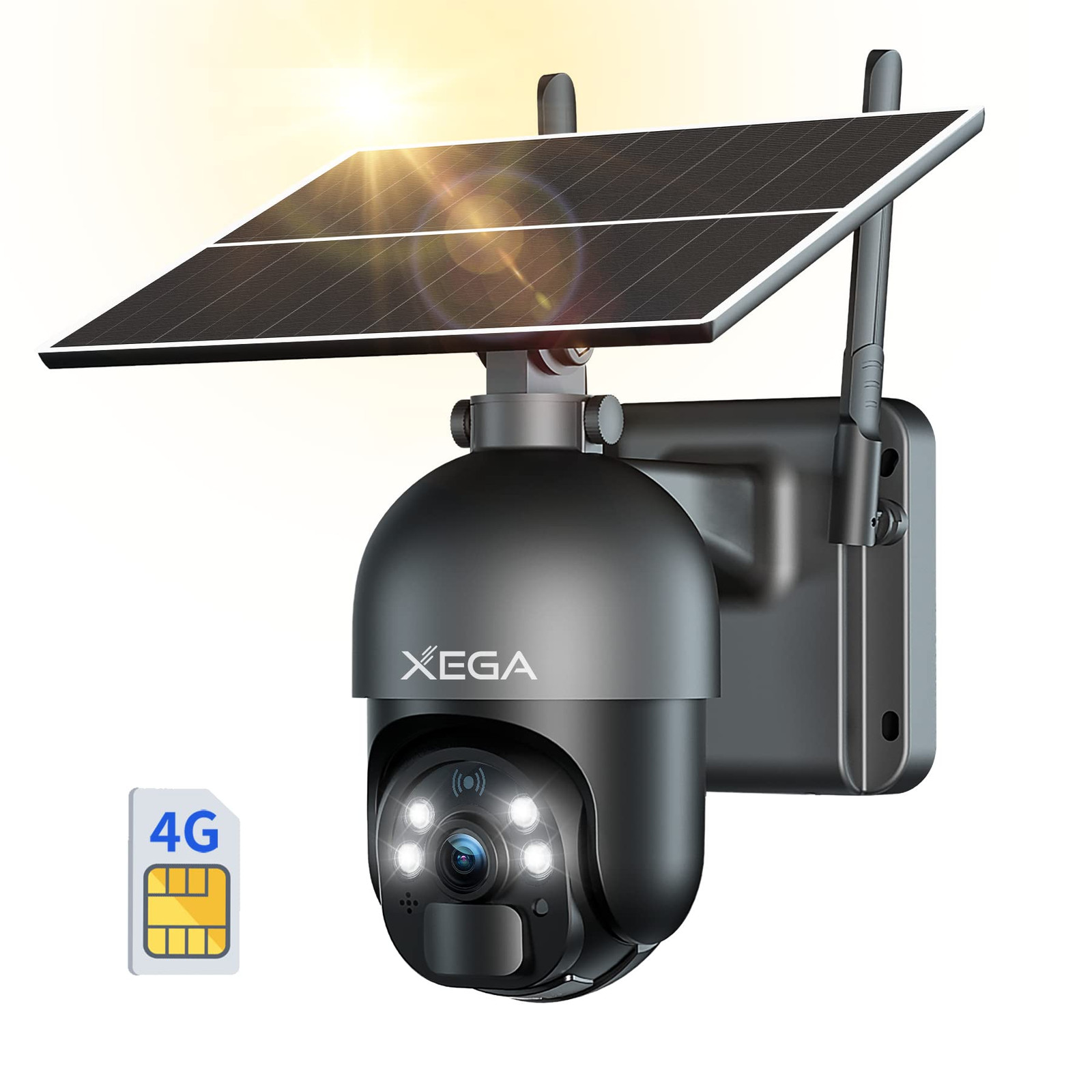 4G LTE Solar-Powered Outdoor Security Camera with 2K HD Color Night Vision
