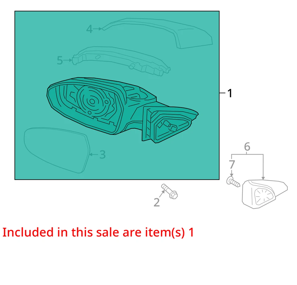 Espejo retrovisor eléctrico rojo B65VB Kia Forte 2019-2022 con visión lateral izquierda para conductor Foto 3 de 4