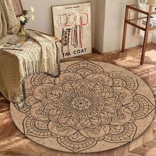 1 Bohemian Mandala Pattern Round Area Mat,Non-Slip Easy to Clean Washable Casua