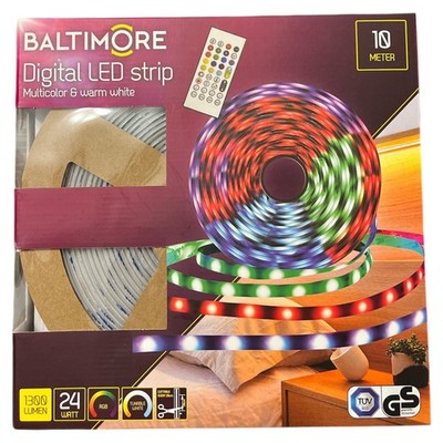 Baltimore LED-Streifen 10m 1300lm 24W Farbig Fernbedienung Leuchtband RGB