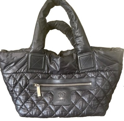 CHANEL Black Reversible Nylon Coco Cocoon Large Tote Bag  Excellent Condition